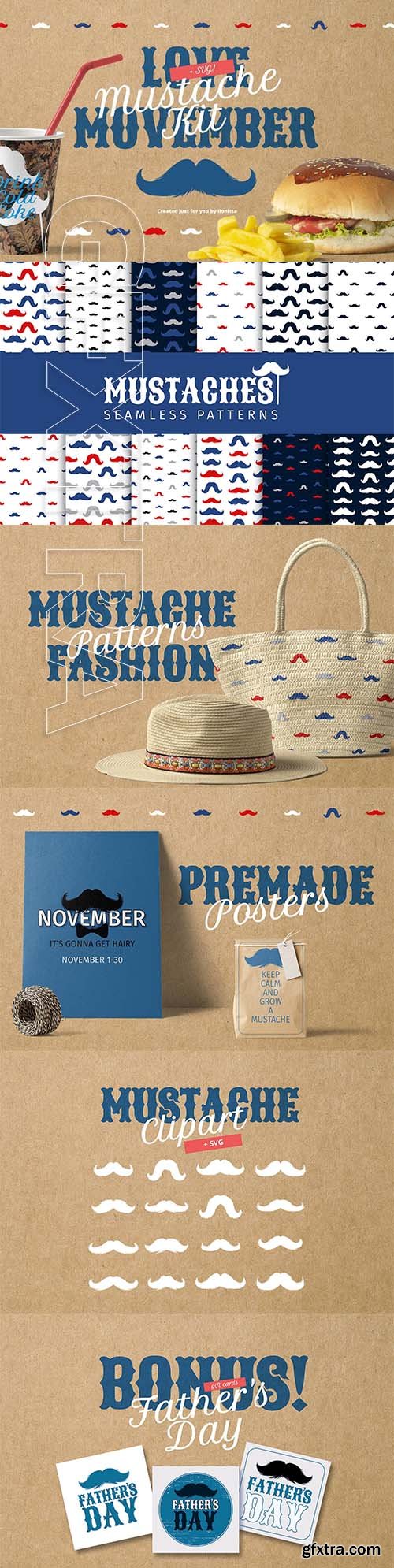 CreativeMarket - Movember Style Mustache Kit 2857949