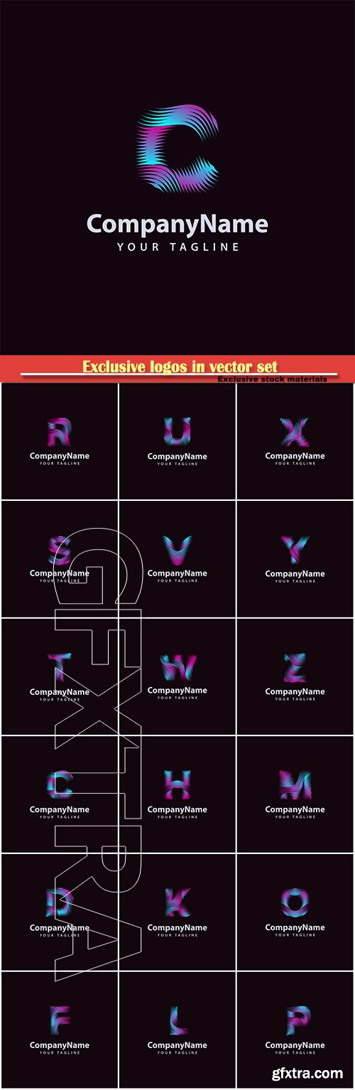 Letter modern wave line logo vector design template