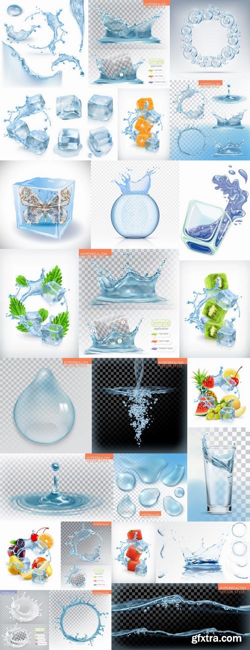 Water splash ice cube background is water droplet a splash of vector image 25 EPS