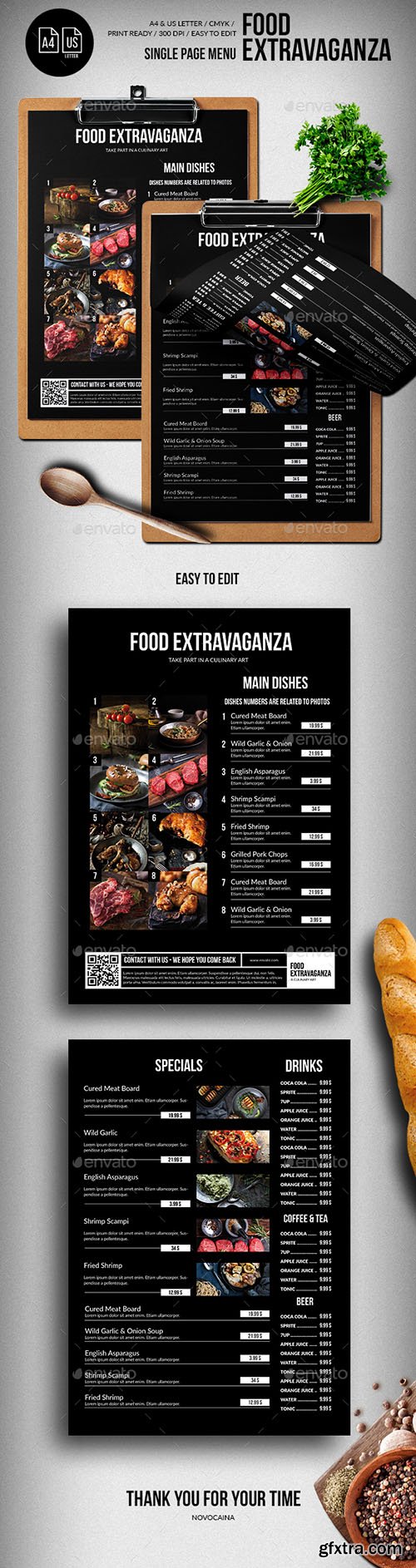 Multipurpose Extravaganza Single Page Menu - A4 & US Letter 22002738