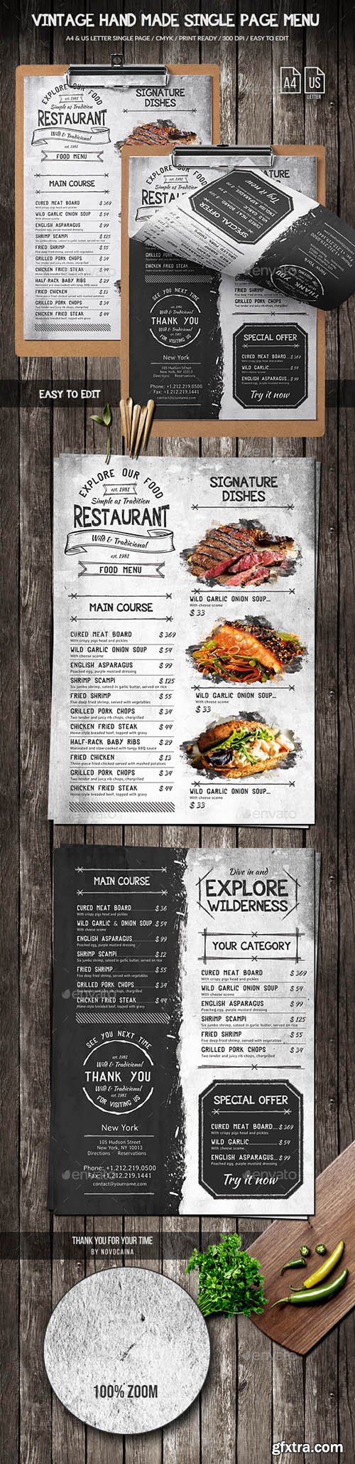 Vintage Hand Made Single Page Food Menu A4 & US Letter 21883349 Vintage Hand Made Single Page Food Menu A4 & US Letter 21883349