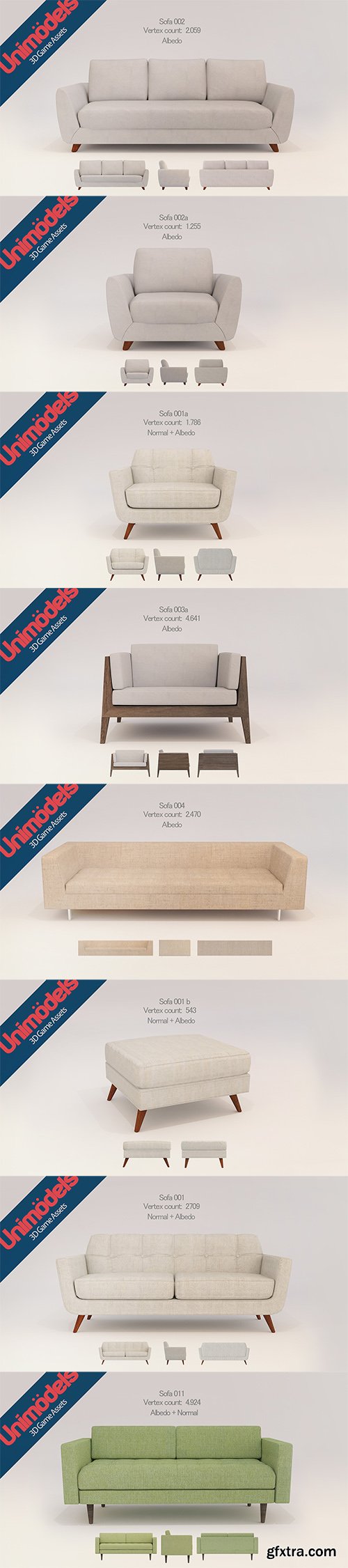 Cubebrush - Unimodels Sofas Vol. 1 Scandinavian design for UE4 Cubebrush - Unimodels Sofas Vol. 1 Scandinavian design for UE4