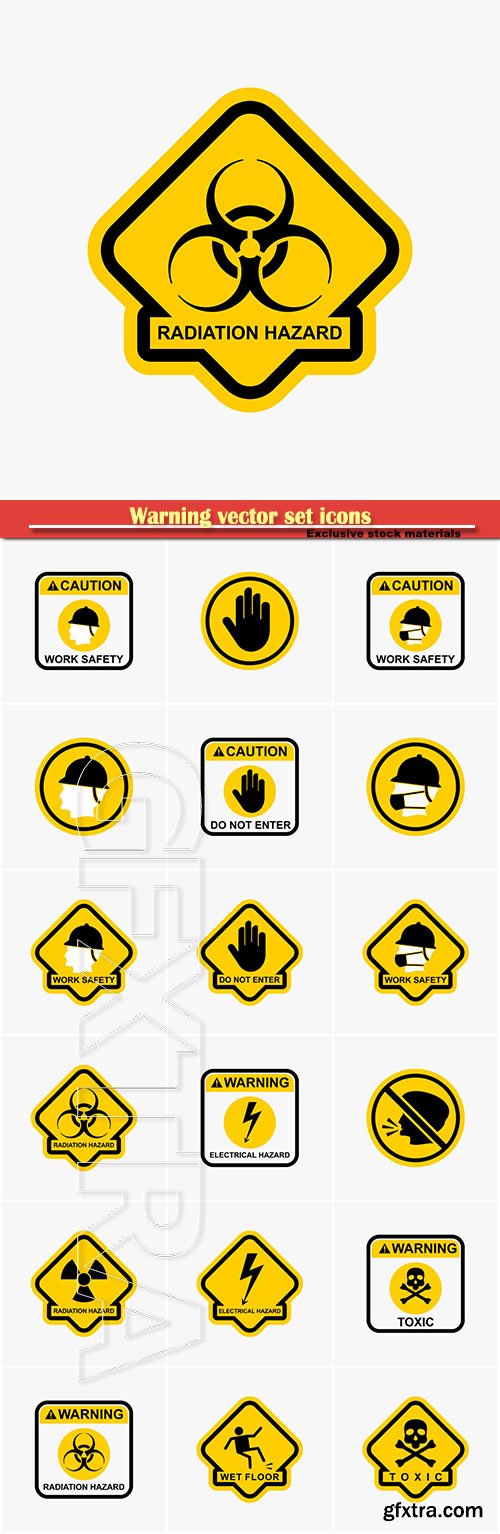 Warning vector set icons