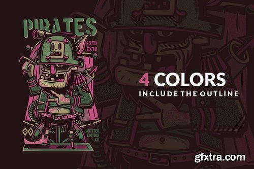 Pirates T-Shirt Design Template