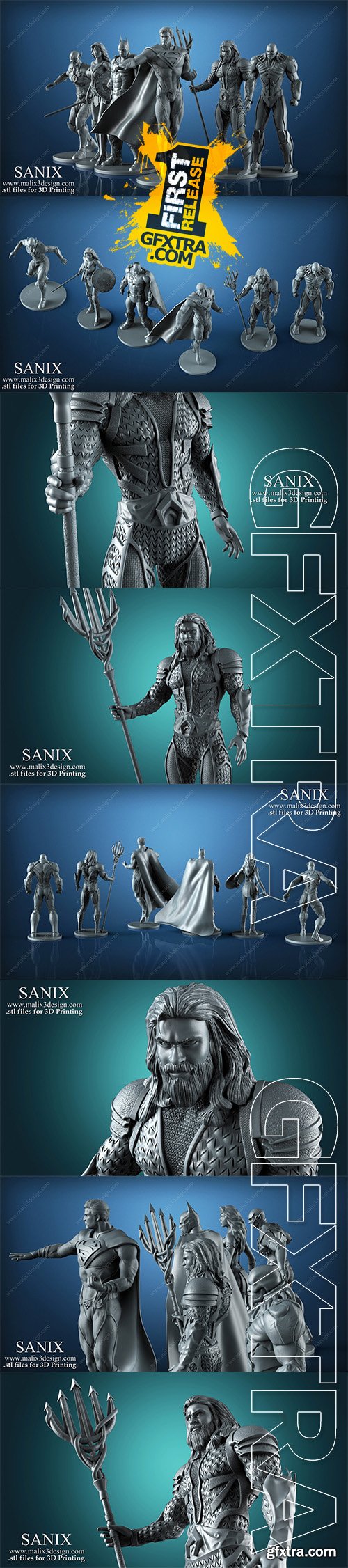 Cubebrush - Justice League - 6 characters for 3D Printing Cubebrush - Justice League - 6 characters for 3D Printing