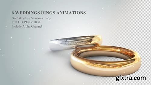 Videohive - 6 3D Wedding Rings Animations - 19774796