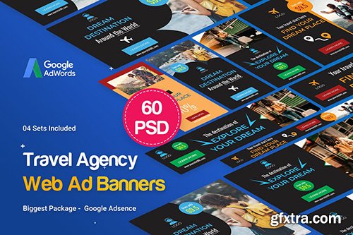 Travel Agency Banner Ad - 60 PSD [04 Sets]