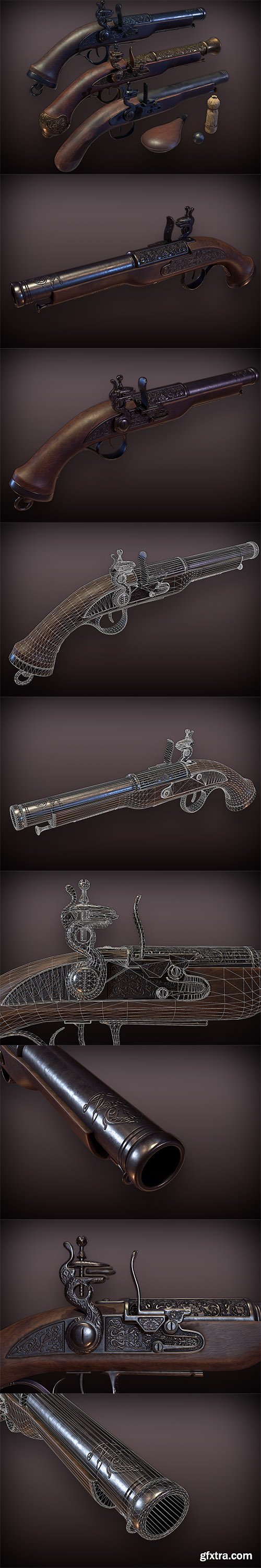 Cubebrush - Lowpoly PBR Flintlock Pistol Pack