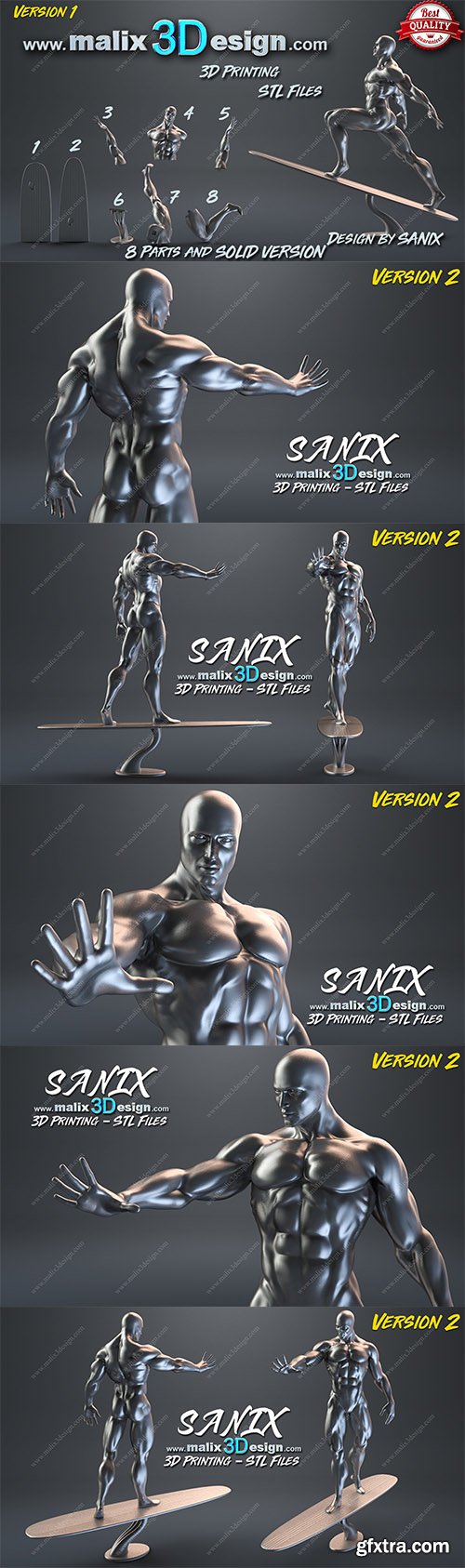 Cubebrush - Silver Surfer 3D Print Model Cubebrush - Silver Surfer 3D Print Model