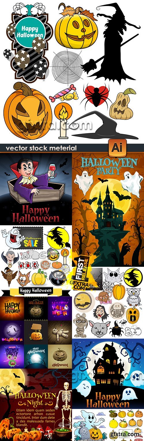 Halloween holiday party elements design collection 16