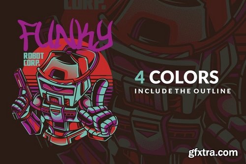 Funky Robot T-Shirt Design Template