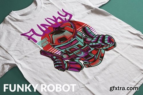 Funky Robot T-Shirt Design Template