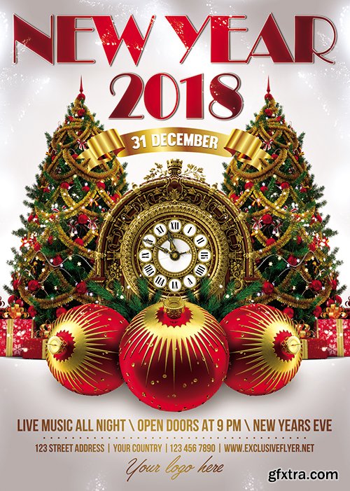 New Year 2018 – Seasonal A5 Flyer Template