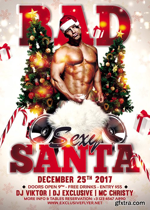 Sexy Bad Santa - Seasonal A5 Flyer Template