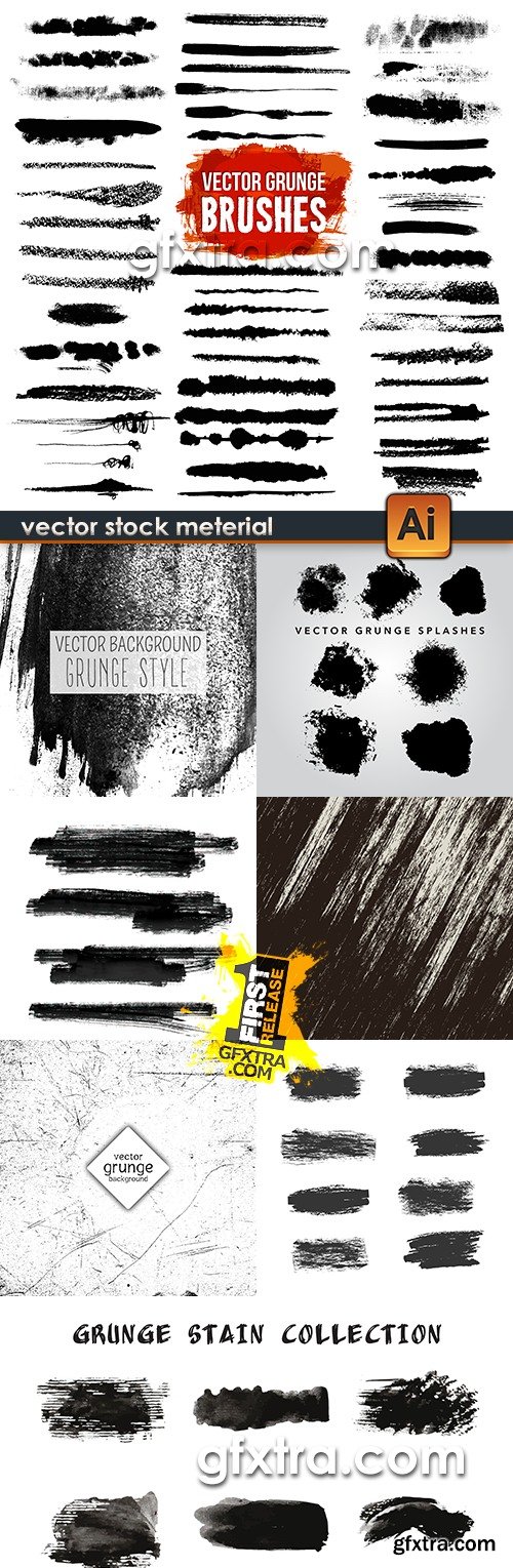 Grunge collection splashes of ink and black paint 5