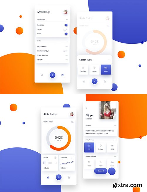 Workout Gym & Fitness Mobile App UI Kit Template