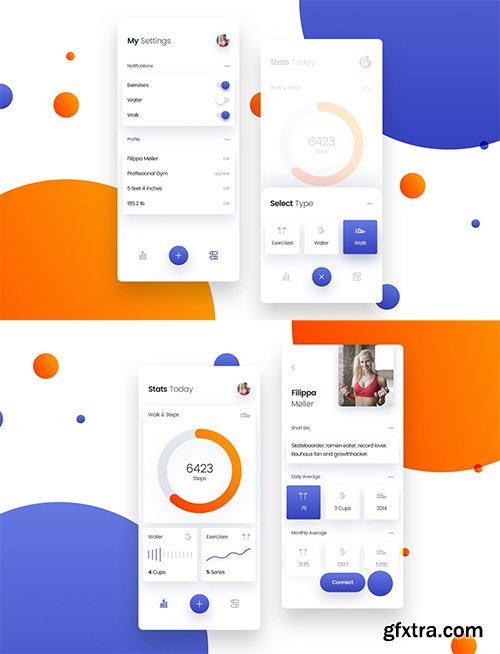 Workout Gym & Fitness Mobile App UI Kit Template Workout Gym & Fitness Mobile App UI Kit Template