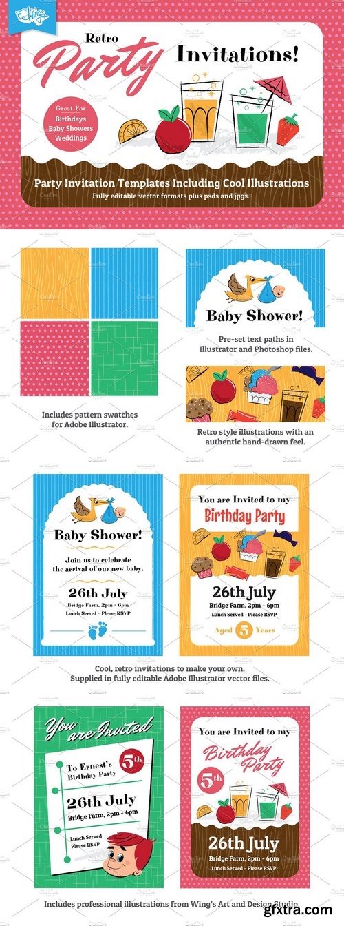 CM - Retro Children\'s Party Invitations 54075