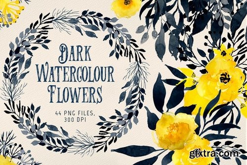 Dark Watercolor Flowers