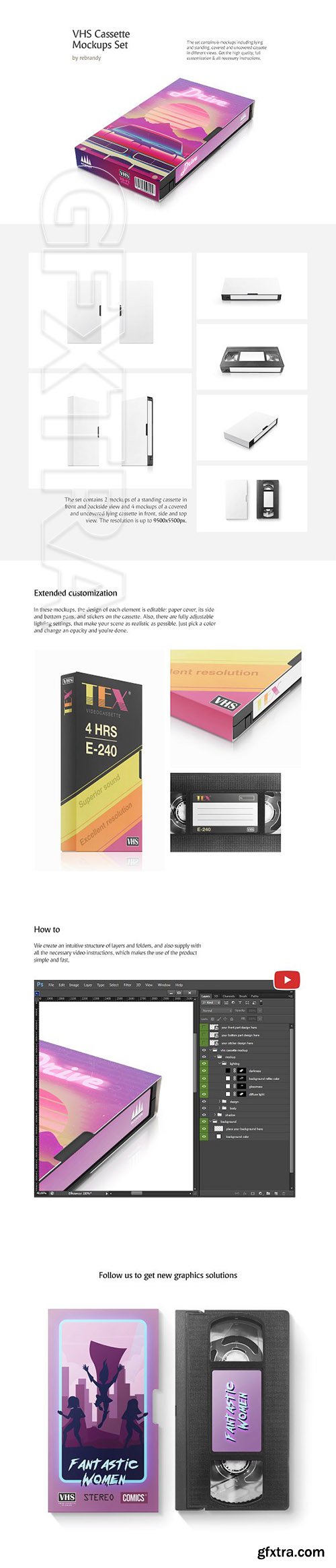 CreativeMarket - VHS Cassette Mockups Set 3048340