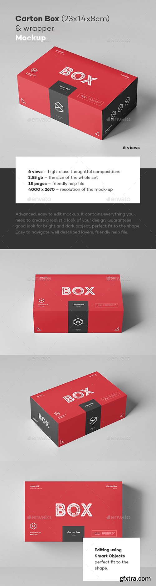 Graphicriver - Carton Box Mock-up 23x14x8 & Wrapper 22713078