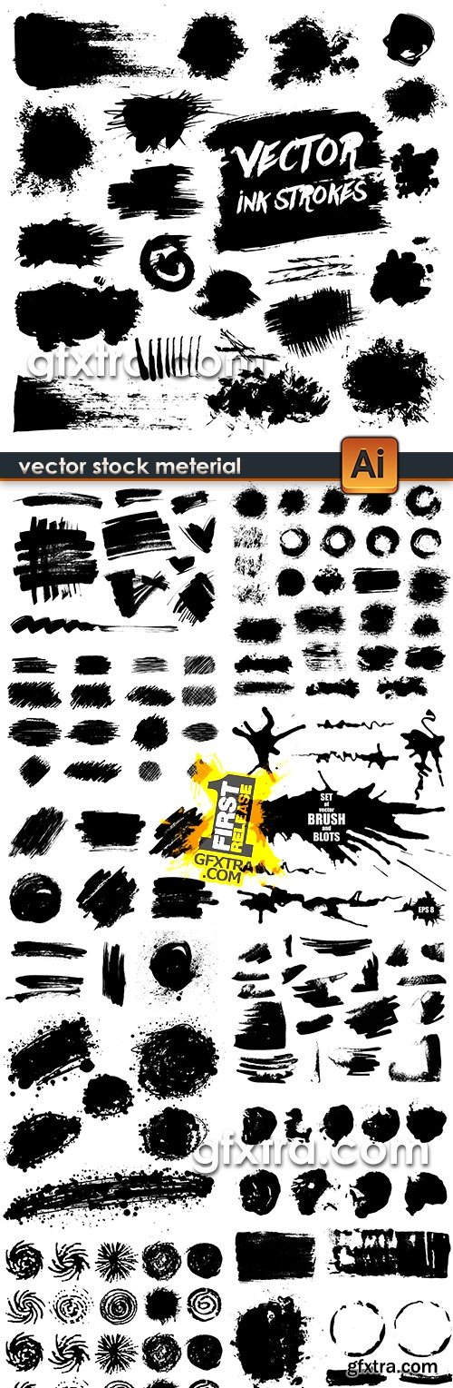 Grunge collection splashes of ink and black paint 6