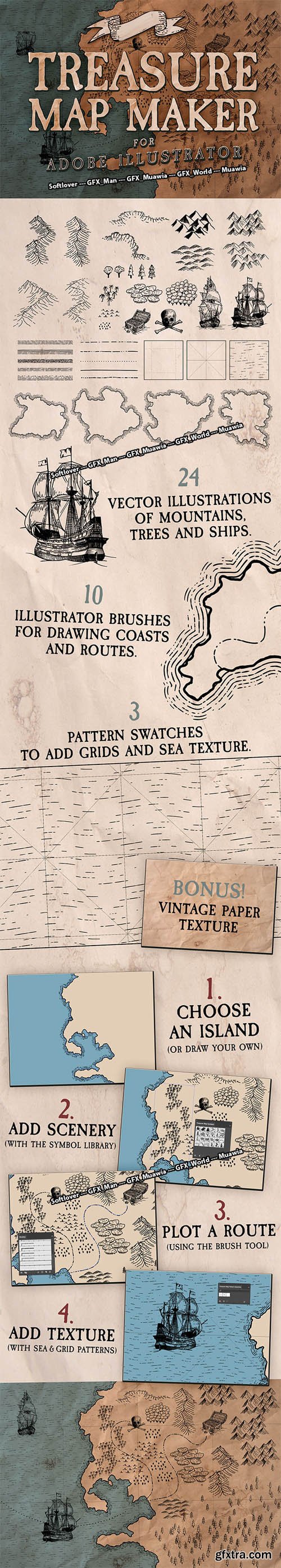 Treasure Map Maker for Adobe Illustrator [Ai/EPS]