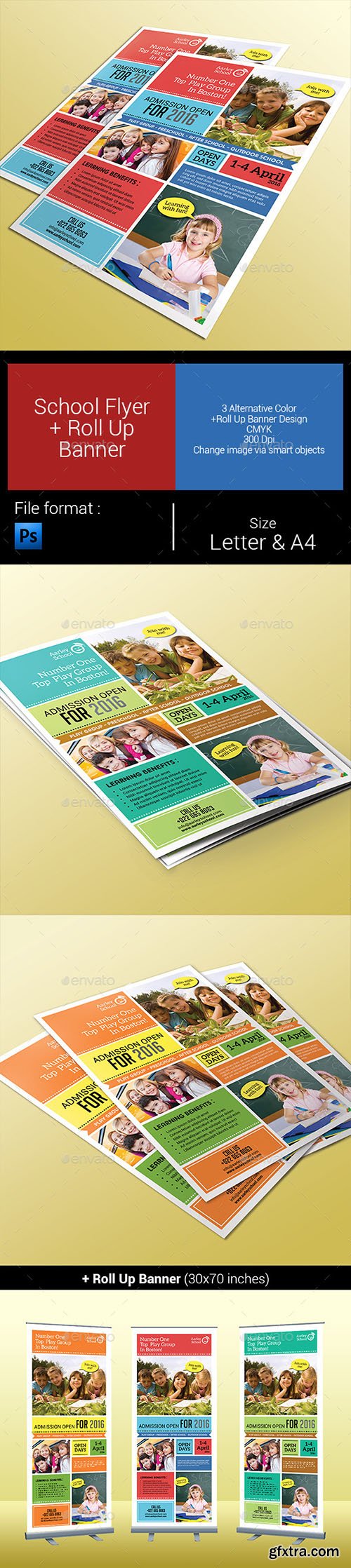 School Flyer + Roll Up Banner 9939123 School Flyer + Roll Up Banner 9939123
