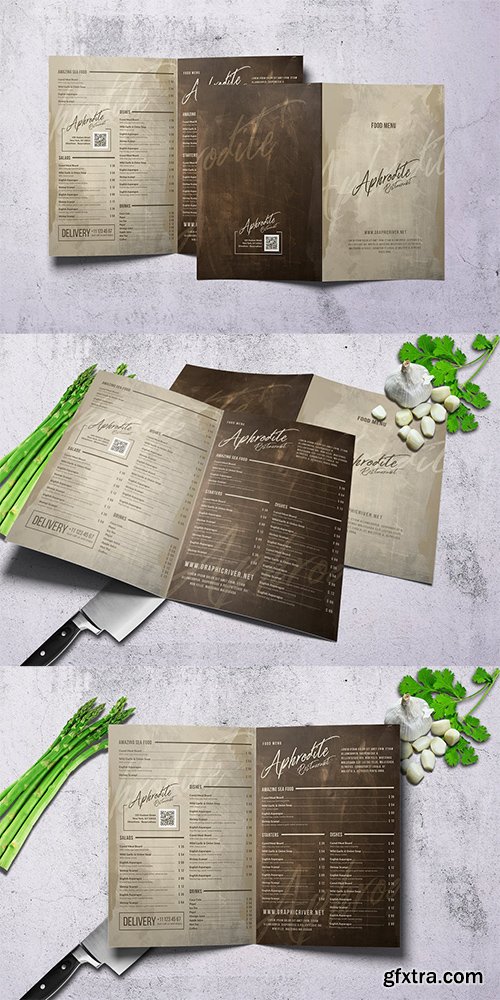 Vintage Style Bifold Menu - A4 and US Letter Vintage Style Bifold Menu - A4 and US Letter
