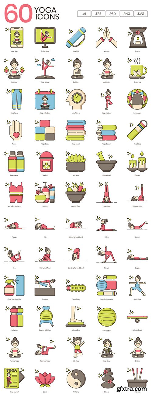 60 Cute Yoga Icons