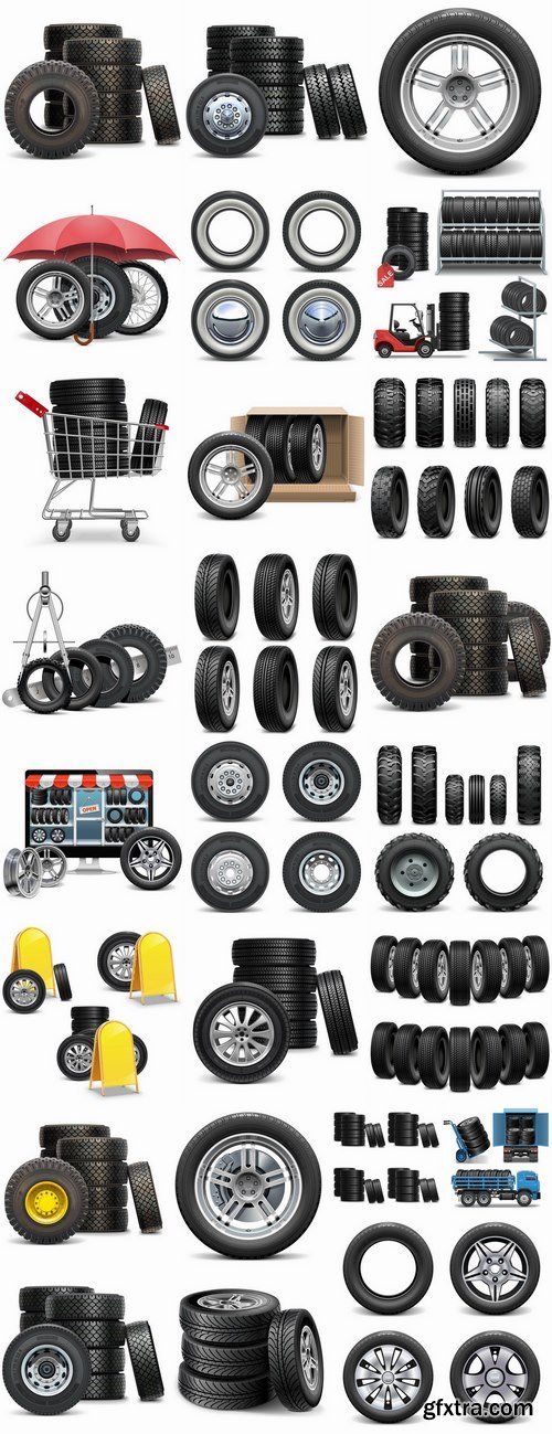 Tire rubber tire tread vector image 25 EPS