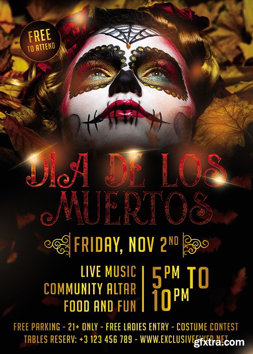 Dia de Los Muertos Flyer - Seasonal A5 Template Dia de Los Muertos Flyer - Seasonal A5 Template
