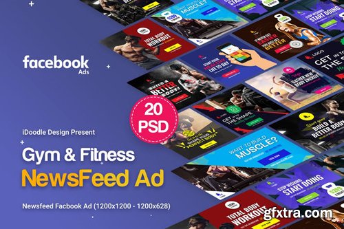 Gym & Fitness NewsFeed Ad - 20 PSD [02 Sizes Each]