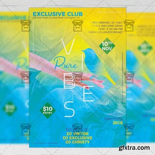 Pure Vibes Flyer - Club A5 Template Pure Vibes Flyer - Club A5 Template