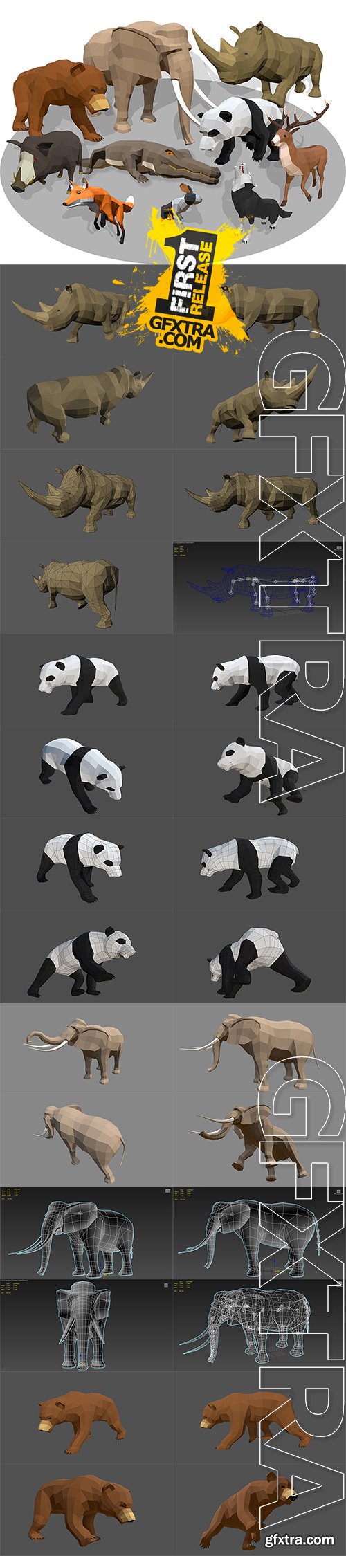 Cubebrush - Animals Africa Cartoon Collection - Animated 01 Cubebrush - Animals Africa Cartoon Collection - Animated 01