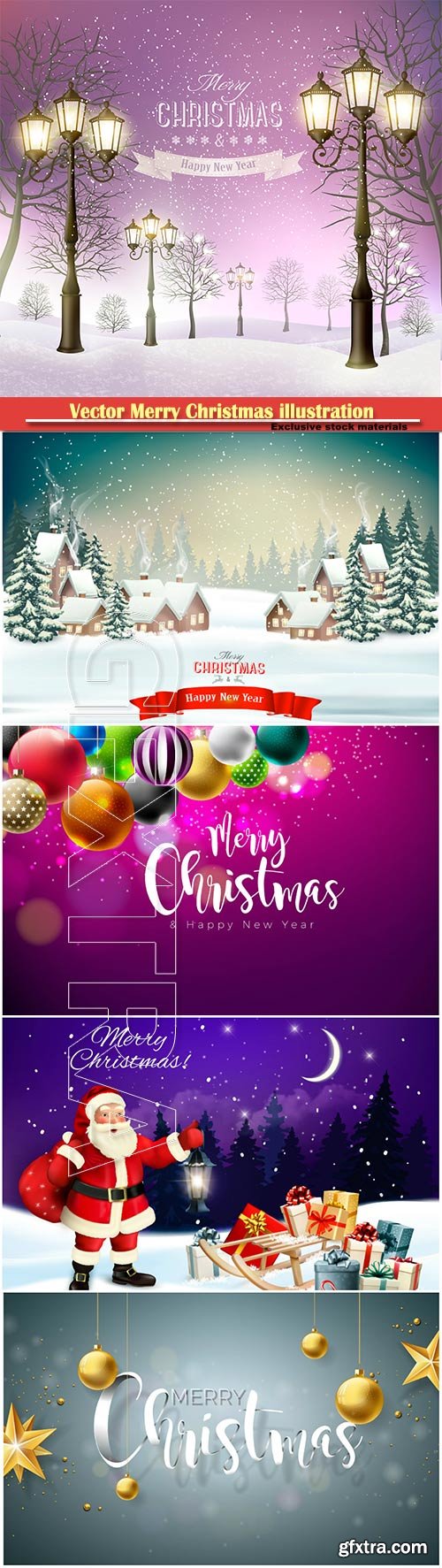 Vector Merry Christmas illustration, Happy New Year design