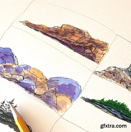 How to Paint Rocks Using Watercolor Pen and Ink Details » GFxtra