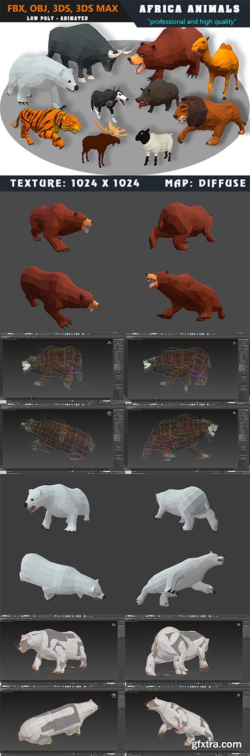 Cubebrush - Animals Africa Cartoon Collection - Animated 02 Cubebrush - Animals Africa Cartoon Collection - Animated 02