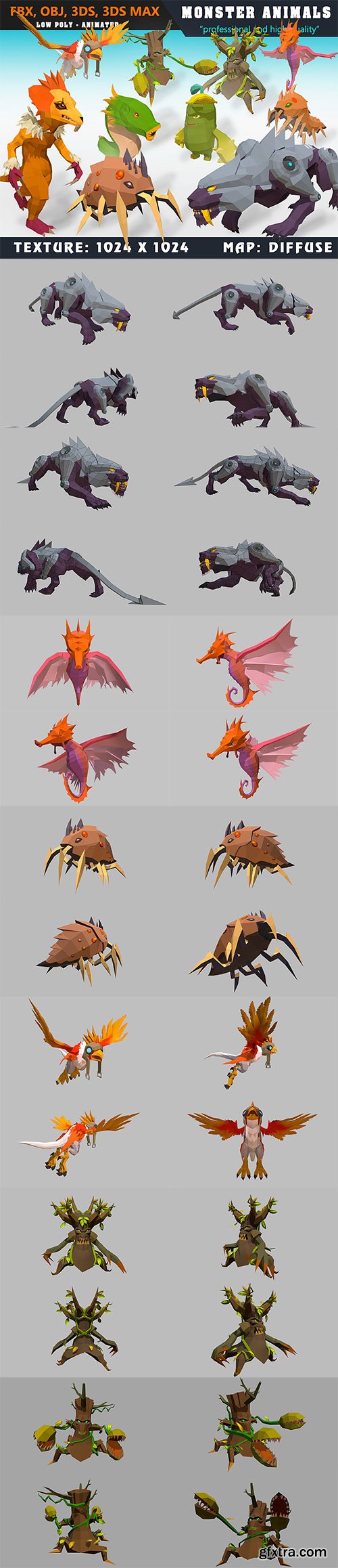 Cubebrush - Low Poly Monster Cartoon Collection 03 Animated Cubebrush - Low Poly Monster Cartoon Collection 03 Animated