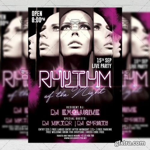 Rhythm of the Night Flyer – Club A5 Template Rhythm of the Night Flyer – Club A5 Template