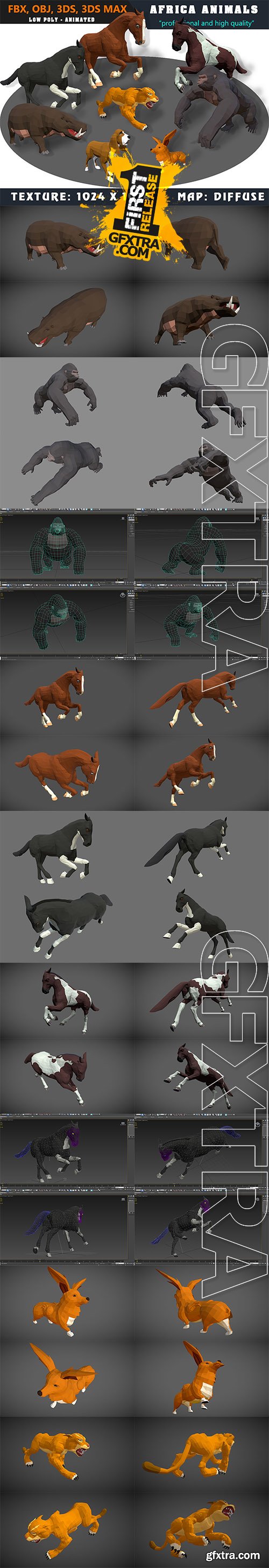 Cubebrush - Animals Africa Cartoon Collection - Animated 04 Cubebrush - Animals Africa Cartoon Collection - Animated 04