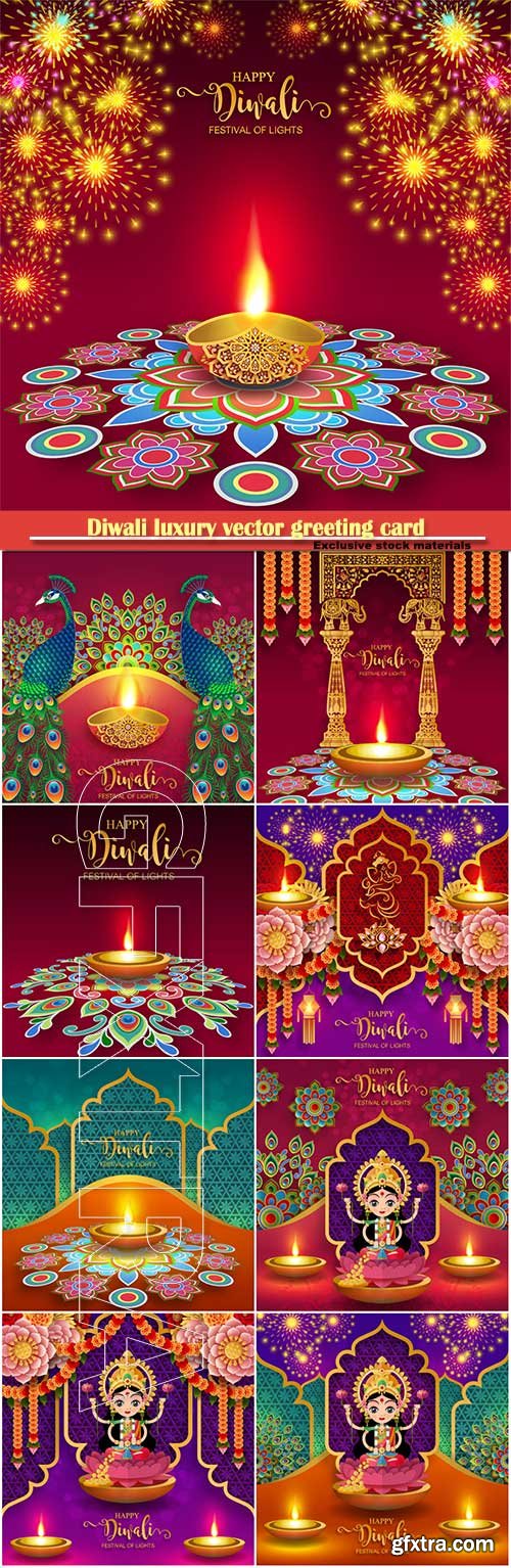 Diwali luxury vector greeting card # 7