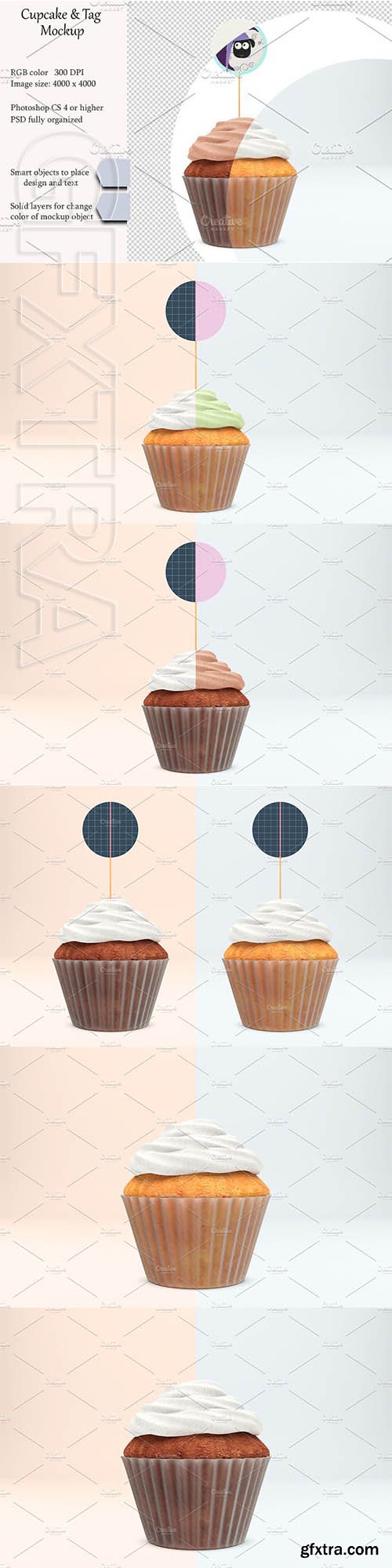 CreativeMarket - Cupcake tag mockup PSD mockup 3112357
