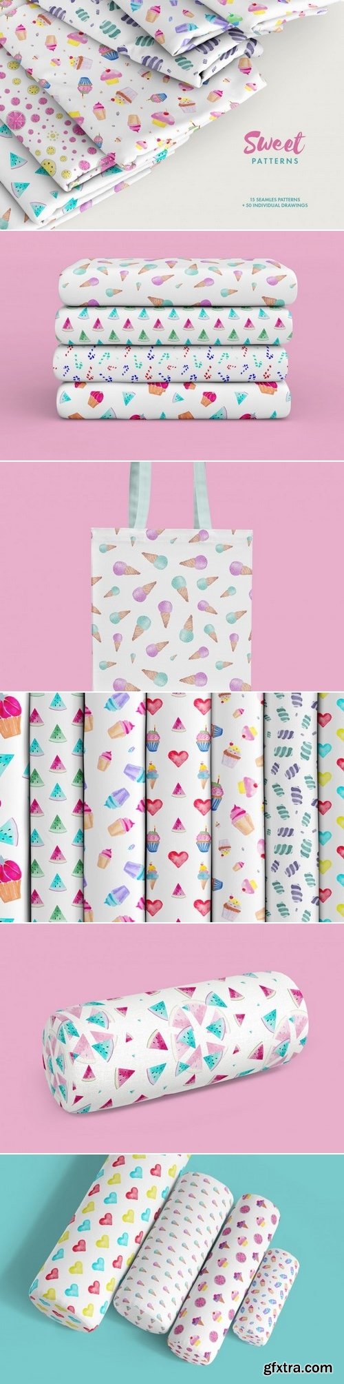 Thehungryjpeg - Watercolor Sweet Patterns 3477781