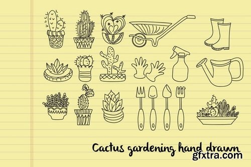 Cactus Gardening Doodle