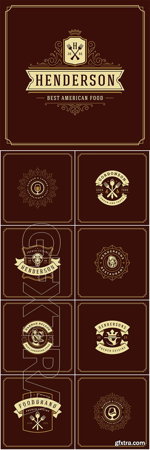 Restaurant logo design vector illustration, restaurant menu and cafe badge
