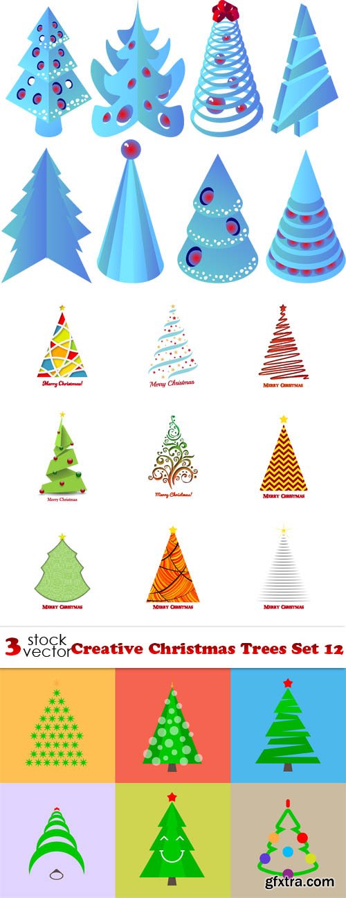Vectors - Creative Christmas Trees Set 12