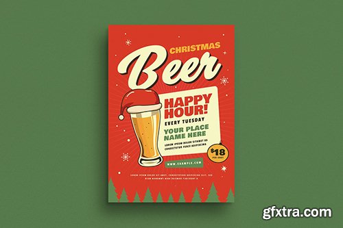Retro Christmas Beer Party Flyer Retro Christmas Beer Party Flyer