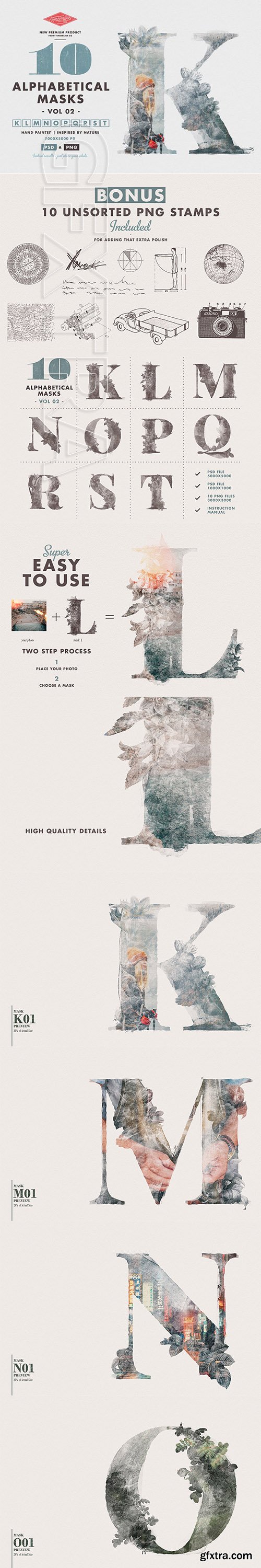 CreativeMarket - 10 Alphabetical Masks Vol 02 3054887