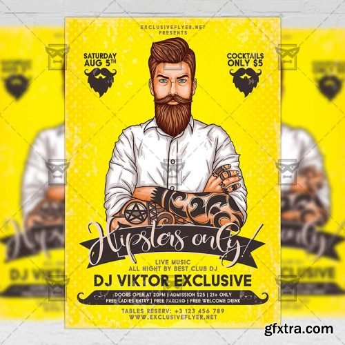 Hipster Only Party Flyer - Club A5 Template